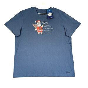 Life Is Good Crusher TShirt Mens XL Santa 4 Stages of Life‎ Graphic Blue